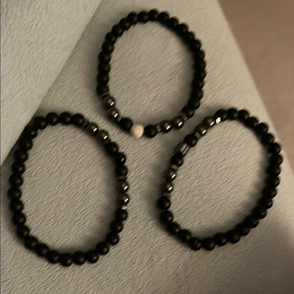 Lucky Jade Black Beaded Bracelet Set